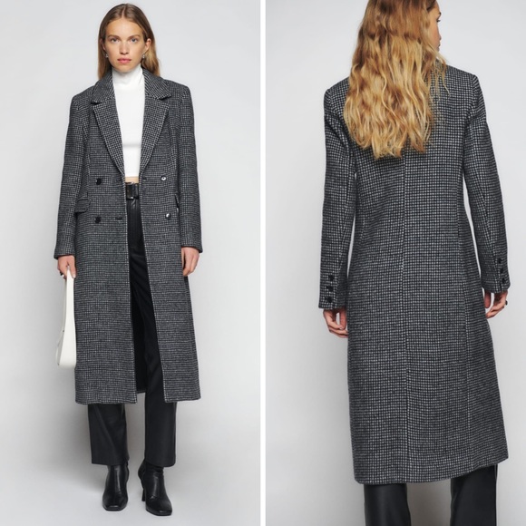 Reformation Baker Coat in Black/White Houndstooth | SZ S - Picture 1 of 10